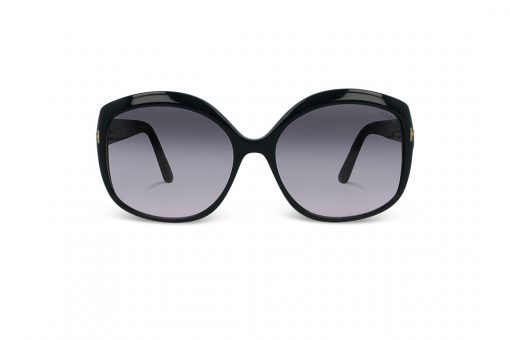 משקפי שמש טום פורד מסגרת עגולה בצבע שחור ועדשות אפורות