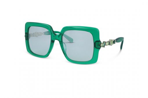 משקפי שמש סוורובסקי מסגרת מרובעת  בצבע ירוק ועדשות ירוקות