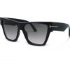 משקפי שמש Tom Ford מסגרת גיאומטרית בצבע שחור ועדשות אפורות מדורגות