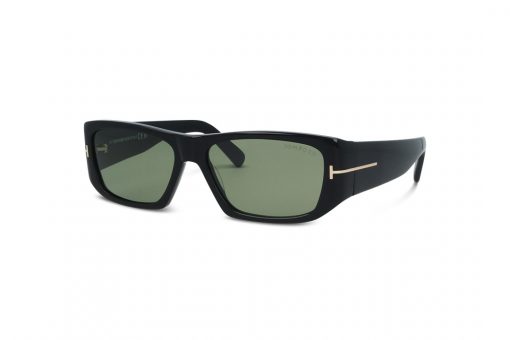 משקפי שמש טום פורד מסגרת מרובעת  בצבע שחור  ועדשות ירוקות