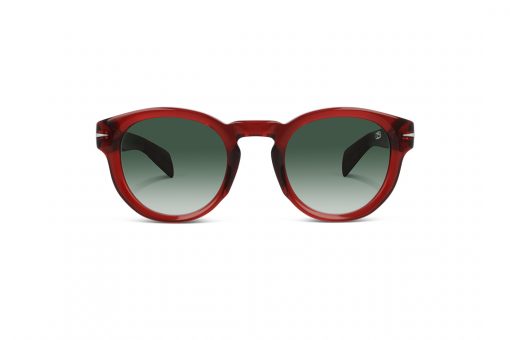 משקפי שמש דיוויד בקהאם  מסגרת עגולה  בצבע אדום ועדשות ירוקות