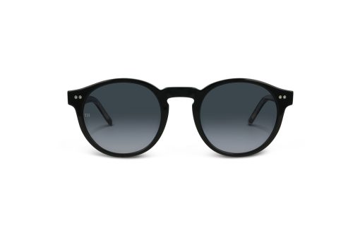משקפי שמש Tommy Hilfiger מסגרת עגולה בצבע שחור ועדשות אפורות מדורגות