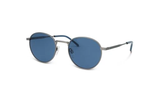 משקפי שמש Tommy Hilfiger מסגרת עגולה בצבע אפור ועדשות כחולות