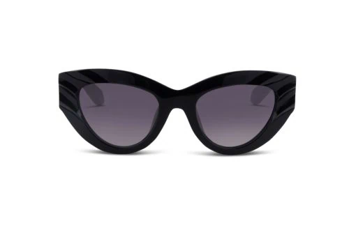 משקפי שמש Roberto Cavalli מסגרת חתולית בצבע שחור ועדשות אפורות מדורגות