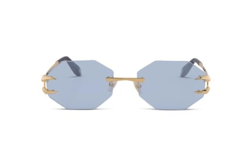 משקפי שמש Roberto Cavalli מסגרת גיאומטרית בצבע זהב ועדשות כחולות