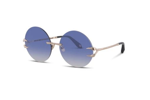 משקפי שמש Roberto Cavalli מסגרת עגולה בצבע זהב ועדשות כחולות מדורג