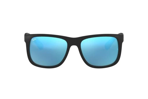 משקפי שמש Ray Ban Justin מסגרת מרובעת  בצבע שחור ועדשות כחול מראהות