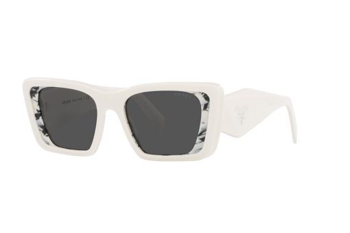 משקפי שמש Prada מסגרת מרובעת בצבע לבן - יבוא מקביל