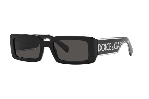משקפי שמש Dolce & Gabbana מסגרת מרובעת  בצבע שחור ועדשות אפורות