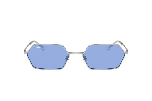 משקפי שמש Ray Ban מסגרת גאומטרית בצבע כסף ועדשות כחולות