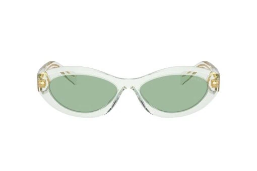 משקפי שמש Prada מסגרת חתולית בצבע שקוף ועדשות ירוקות