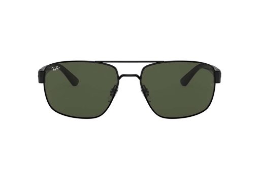 משקפי שמש Ray Ban מסגרת טייסים בצבע שחור ועדשות ירוקות