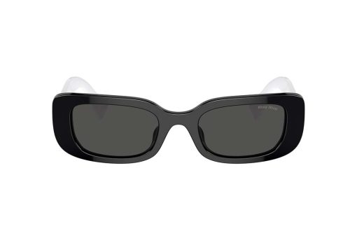 משקפי שמש Miu Miu מסגרת מרובעת בצבע שחור ועדשות אפורות