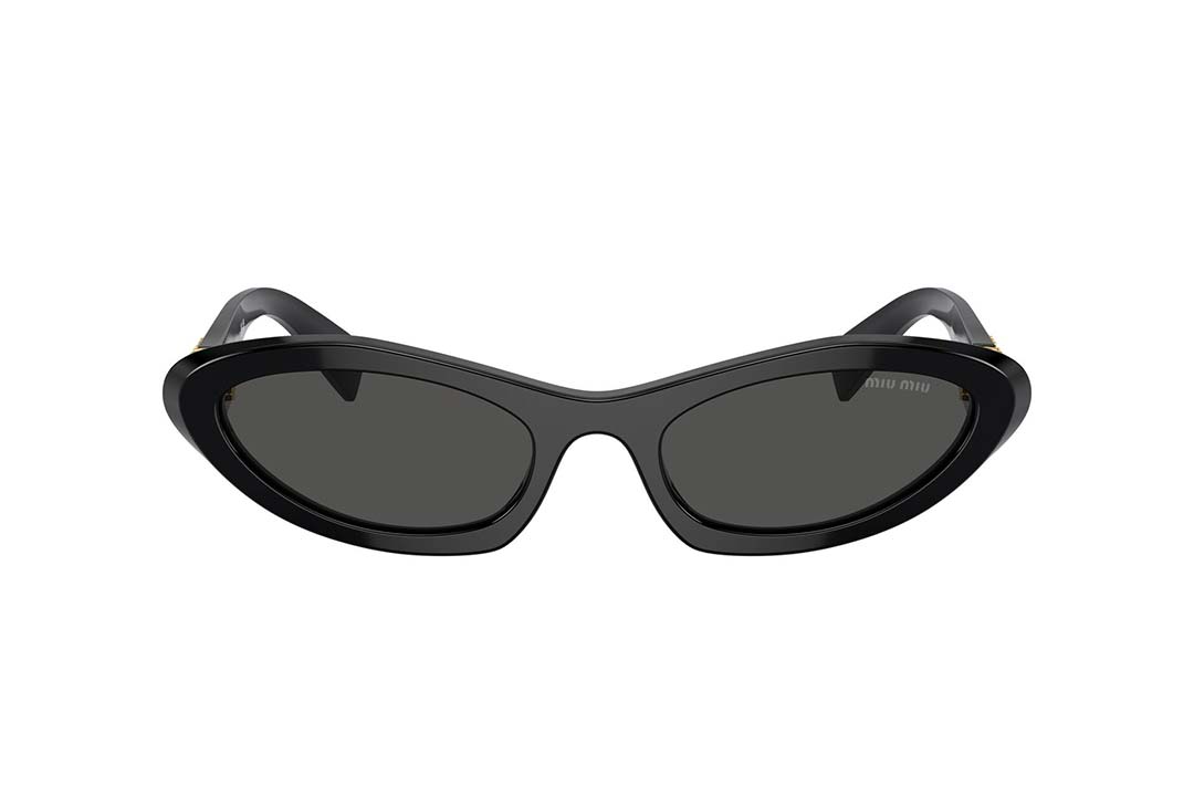 משקפי שמש Miu Miu מסגרת גאומטרית בצבע שחור ועדשות אפורות