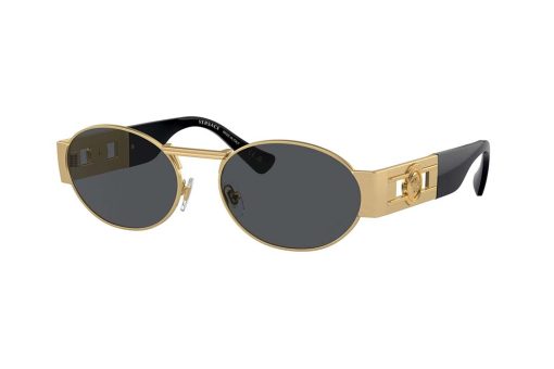 משקפי שמש Versace מסגרת אובלית  בצבע זהב ועדשות אפורות