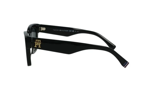 משקפי שמש Tommy Hilfiger מסגרת מרובעת בצבע שחור ועדשות אפורות