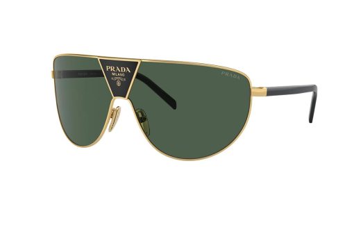 משקפי שמש Prada מסגרת מסיכה בצבע זהב ועדשות ירוקות