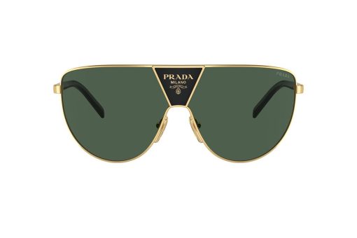 משקפי שמש Prada מסגרת מסיכה בצבע זהב ועדשות ירוקות