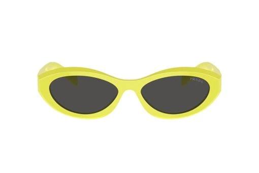 משקפי שמש Prada מסגרת אובלית  בצבע צהוב ועדשות אפורות